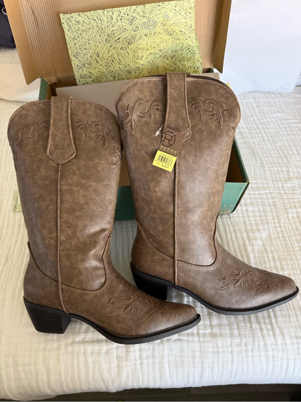 NWT Roper Brooklin- Tan Women's Cowgirl Boot Size 8.5